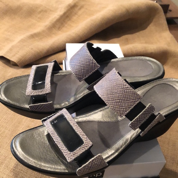 NAOT Black Grey Silver Platform Sandals - Picture 2 of 7